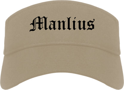 Manlius New York NY Old English Mens Visor Cap Hat Khaki