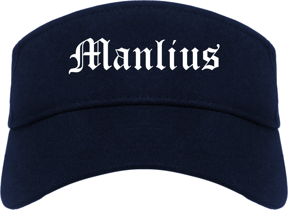 Manlius New York NY Old English Mens Visor Cap Hat Navy Blue