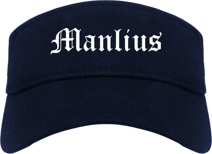 Manlius New York NY Old English Mens Visor Cap Hat Navy Blue