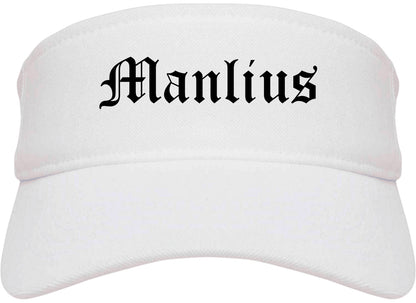Manlius New York NY Old English Mens Visor Cap Hat White