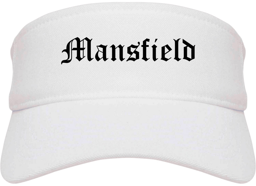 Mansfield Louisiana LA Old English Mens Visor Cap Hat White