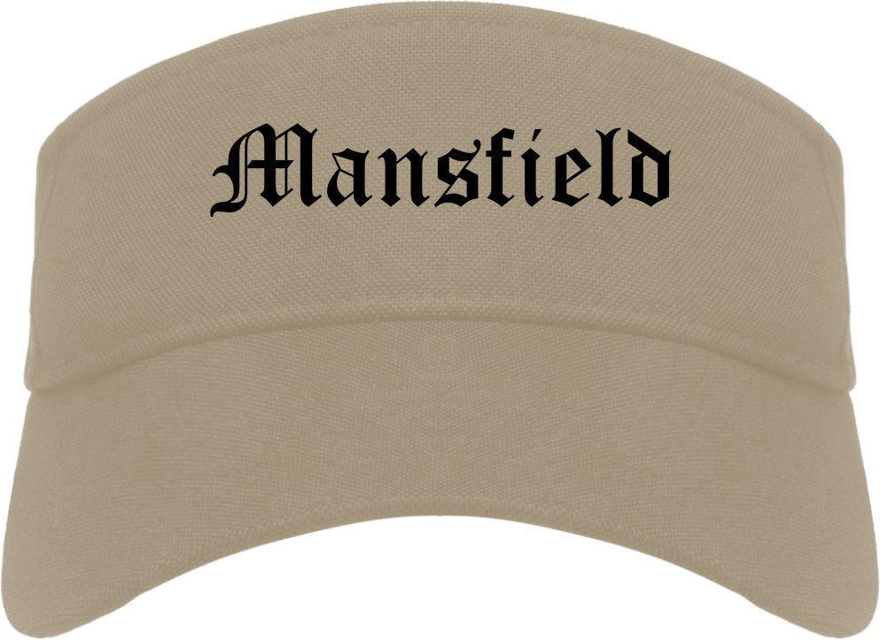 Mansfield Ohio OH Old English Mens Visor Cap Hat Khaki