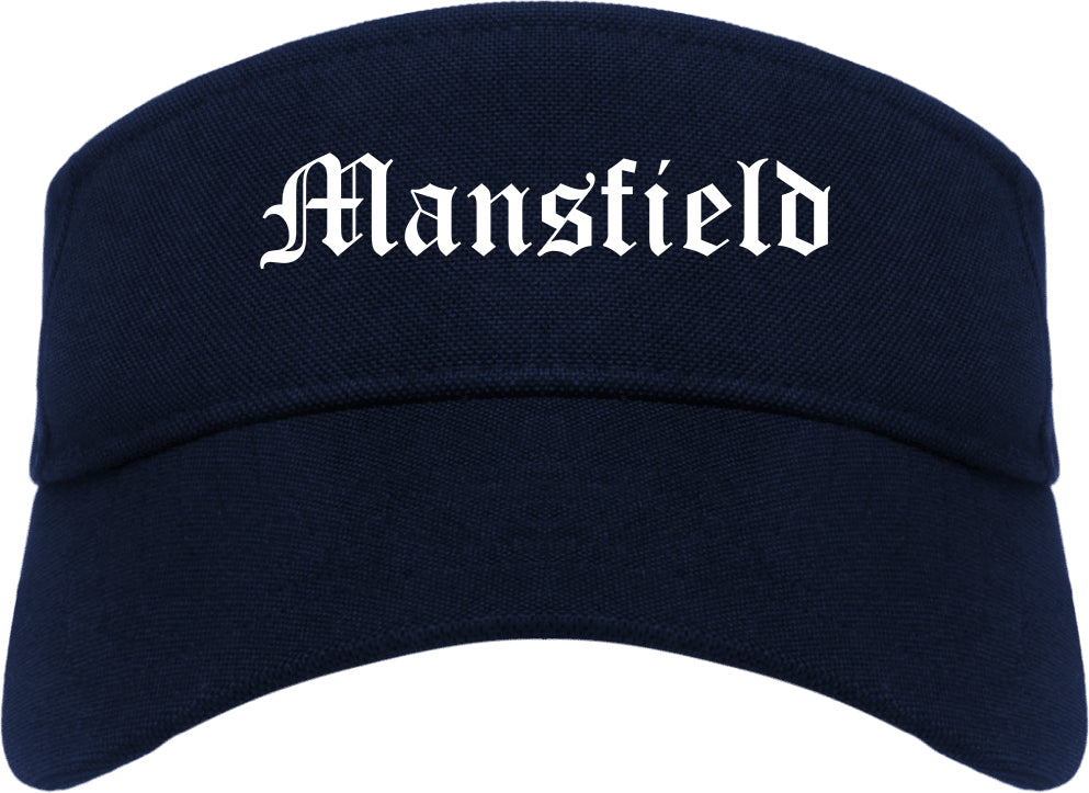 Mansfield Ohio OH Old English Mens Visor Cap Hat Navy Blue