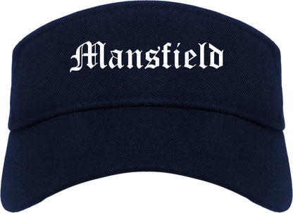 Mansfield Ohio OH Old English Mens Visor Cap Hat Navy Blue