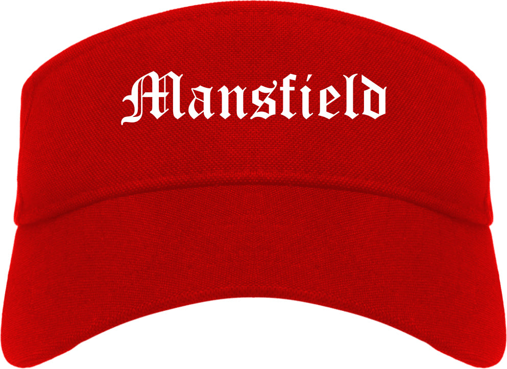 Mansfield Ohio OH Old English Mens Visor Cap Hat Red