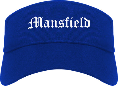 Mansfield Ohio OH Old English Mens Visor Cap Hat Royal Blue