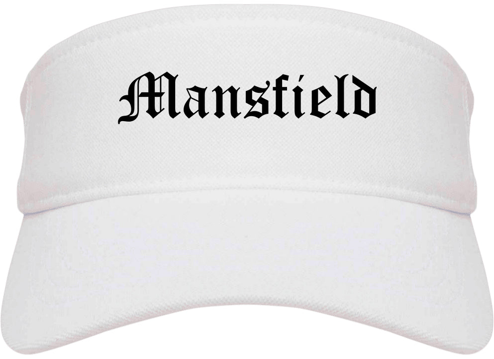 Mansfield Ohio OH Old English Mens Visor Cap Hat White