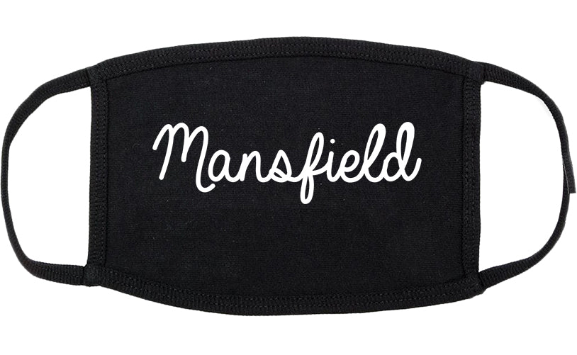 Mansfield Texas TX Script Cotton Face Mask Black