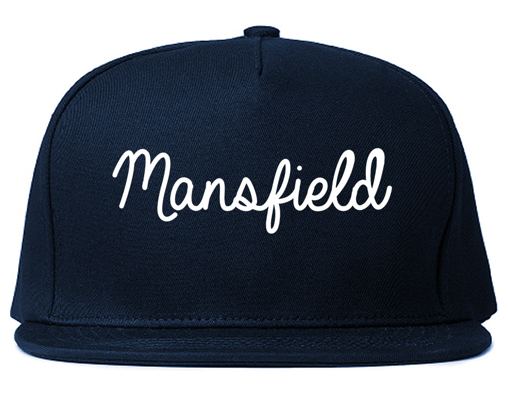 Mansfield Texas TX Script Mens Snapback Hat Navy Blue