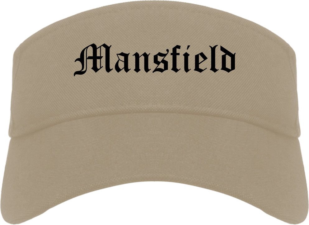 Mansfield Texas TX Old English Mens Visor Cap Hat Khaki