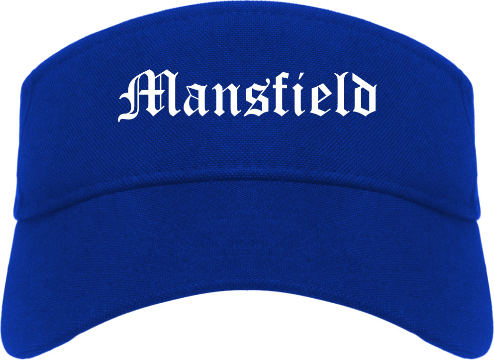 Mansfield Texas TX Old English Mens Visor Cap Hat Royal Blue