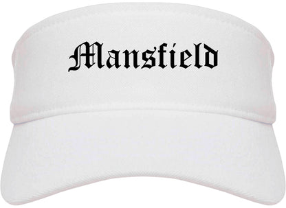 Mansfield Texas TX Old English Mens Visor Cap Hat White