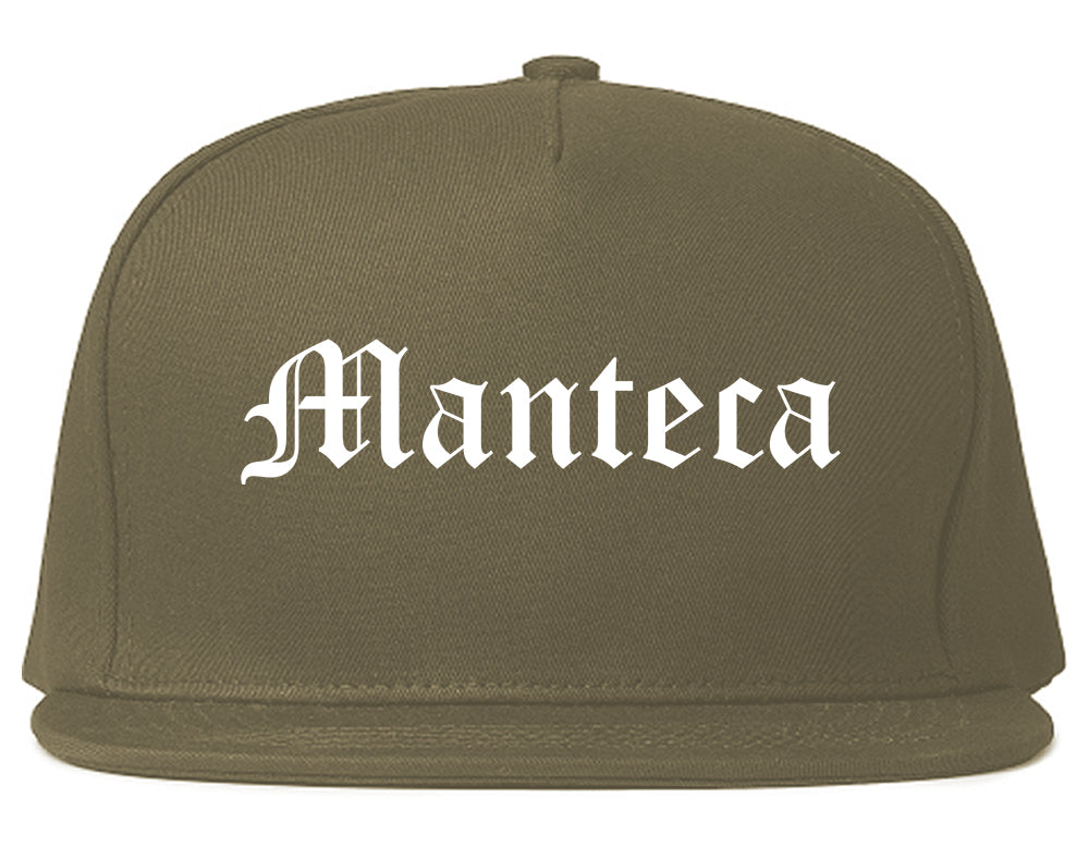 Manteca California CA Old English Mens Snapback Hat Grey