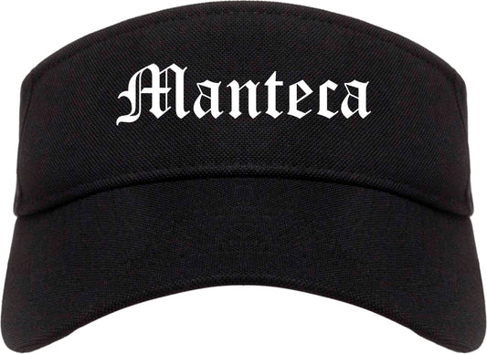 Manteca California CA Old English Mens Visor Cap Hat Black