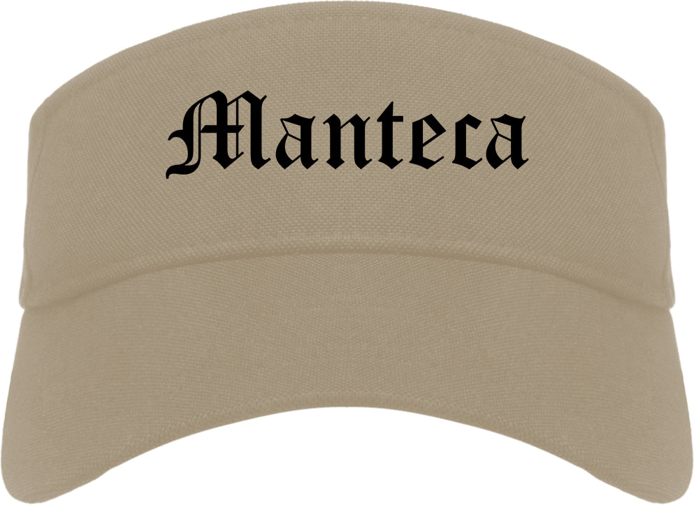 Manteca California CA Old English Mens Visor Cap Hat Khaki