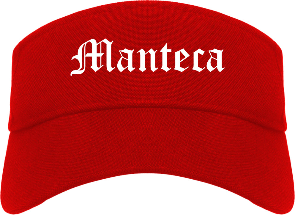 Manteca California CA Old English Mens Visor Cap Hat Red