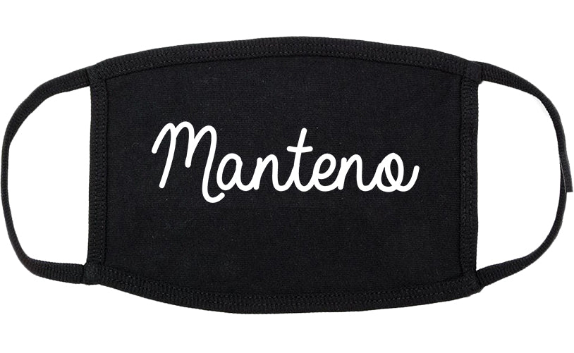 Manteno Illinois IL Script Cotton Face Mask Black