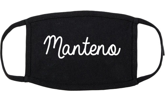 Manteno Illinois IL Script Cotton Face Mask Black