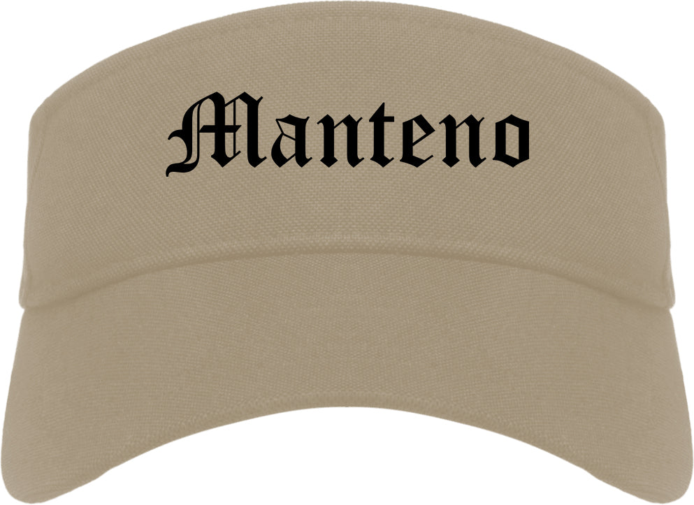 Manteno Illinois IL Old English Mens Visor Cap Hat Khaki