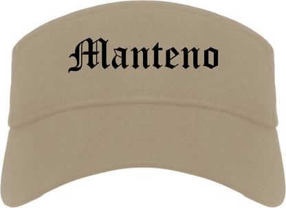 Manteno Illinois IL Old English Mens Visor Cap Hat Khaki