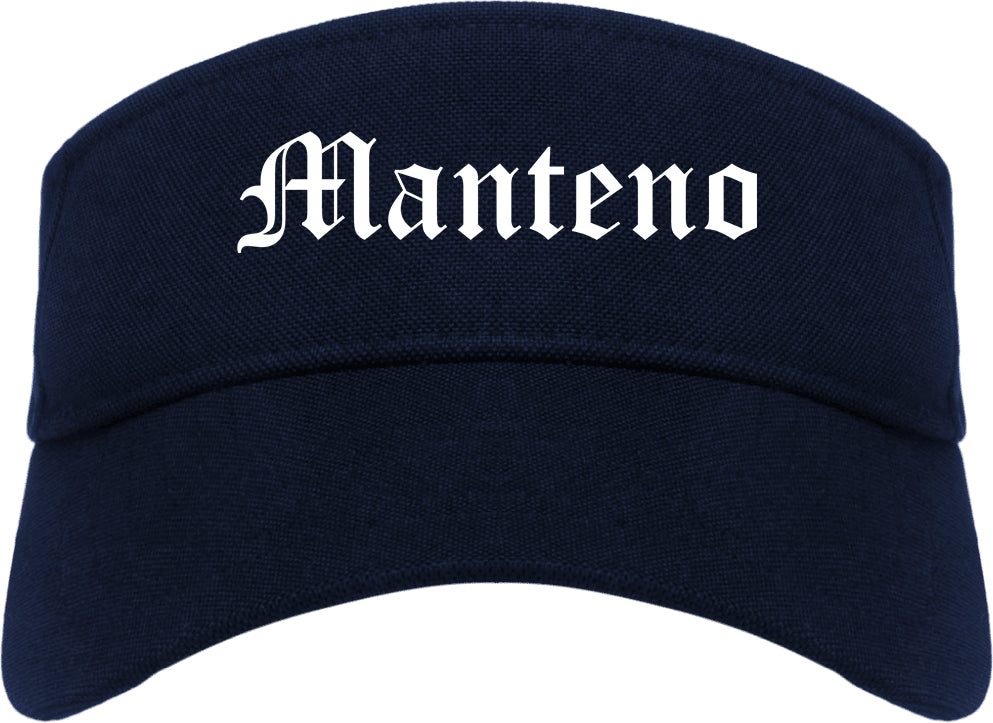 Manteno Illinois IL Old English Mens Visor Cap Hat Navy Blue