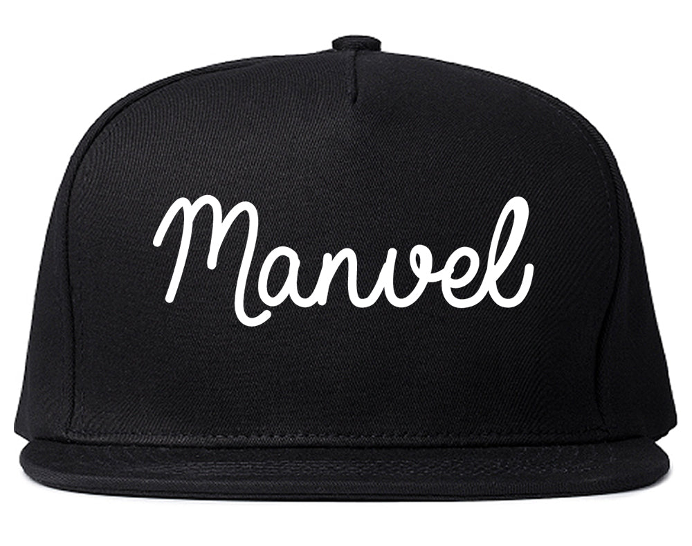 Manvel Texas TX Script Mens Snapback Hat Black