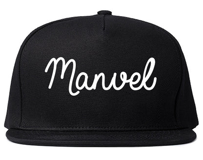 Manvel Texas TX Script Mens Snapback Hat Black