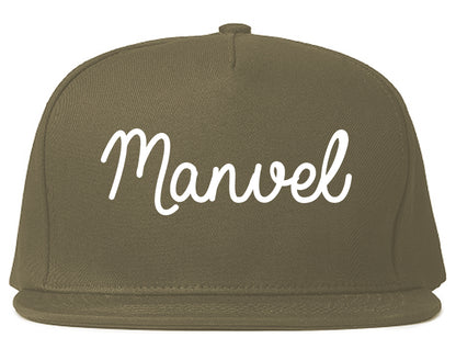 Manvel Texas TX Script Mens Snapback Hat Grey