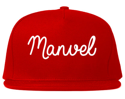 Manvel Texas TX Script Mens Snapback Hat Red
