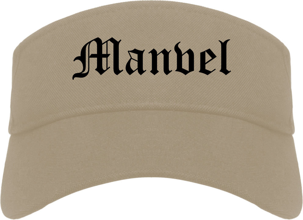 Manvel Texas TX Old English Mens Visor Cap Hat Khaki