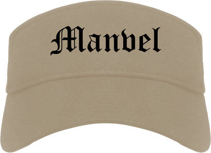 Manvel Texas TX Old English Mens Visor Cap Hat Khaki