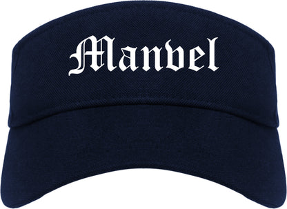 Manvel Texas TX Old English Mens Visor Cap Hat Navy Blue