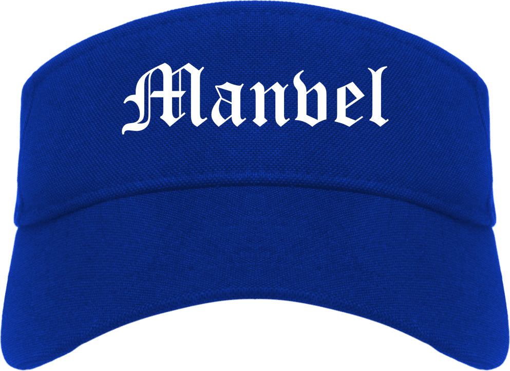 Manvel Texas TX Old English Mens Visor Cap Hat Royal Blue