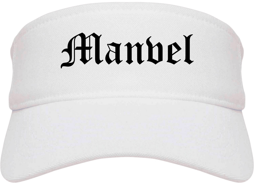 Manvel Texas TX Old English Mens Visor Cap Hat White