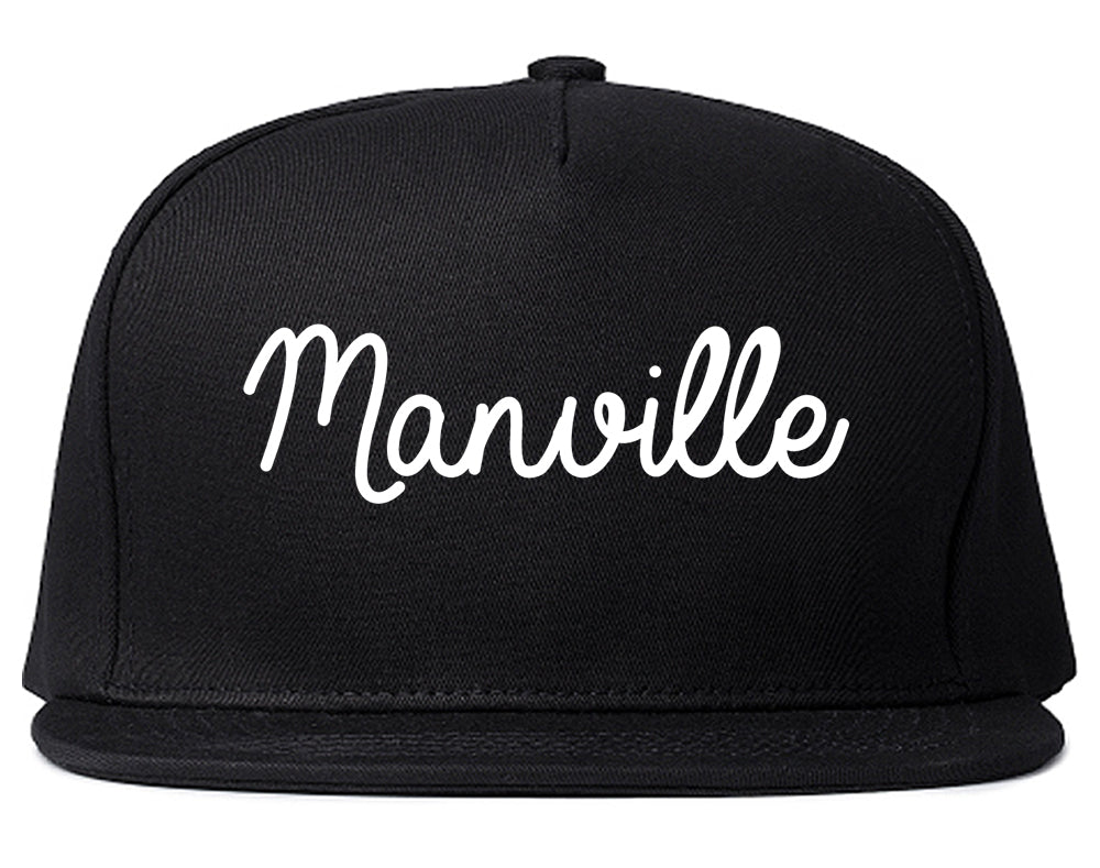 Manville New Jersey NJ Script Mens Snapback Hat Black