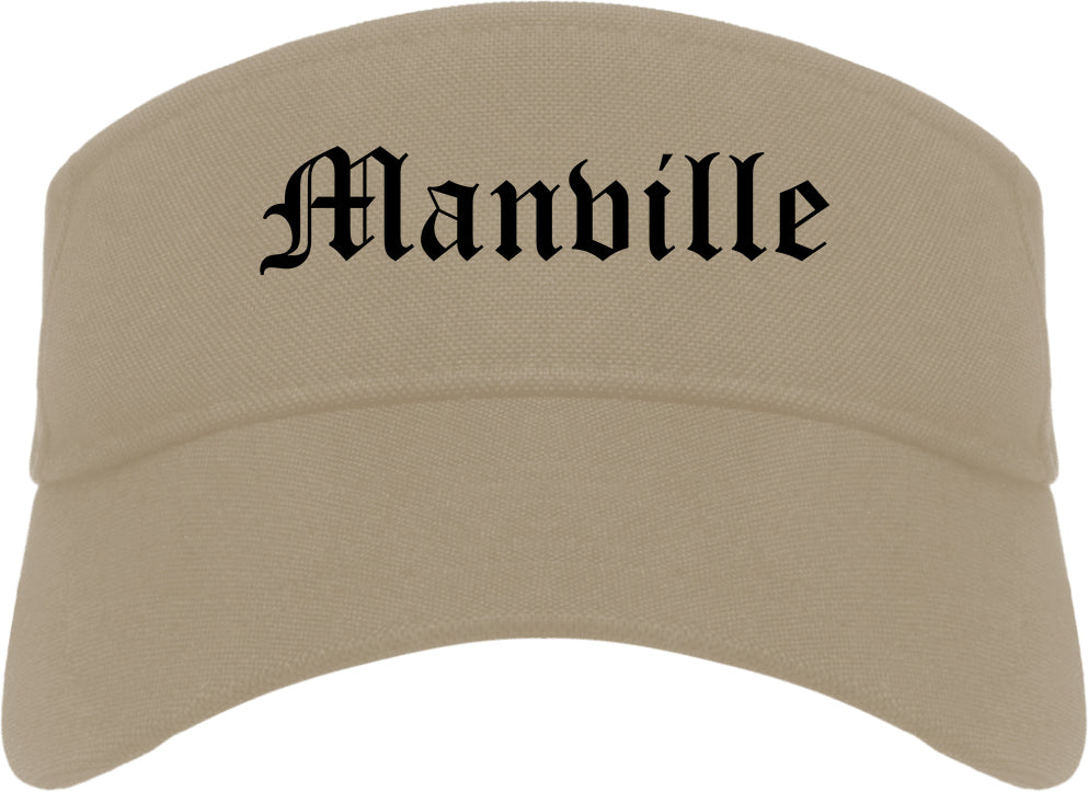 Manville New Jersey NJ Old English Mens Visor Cap Hat Khaki