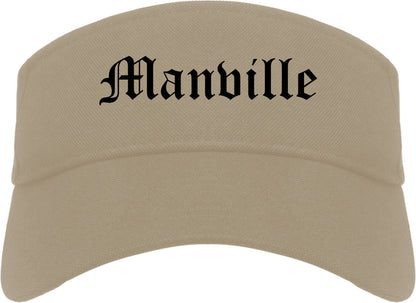 Manville New Jersey NJ Old English Mens Visor Cap Hat Khaki