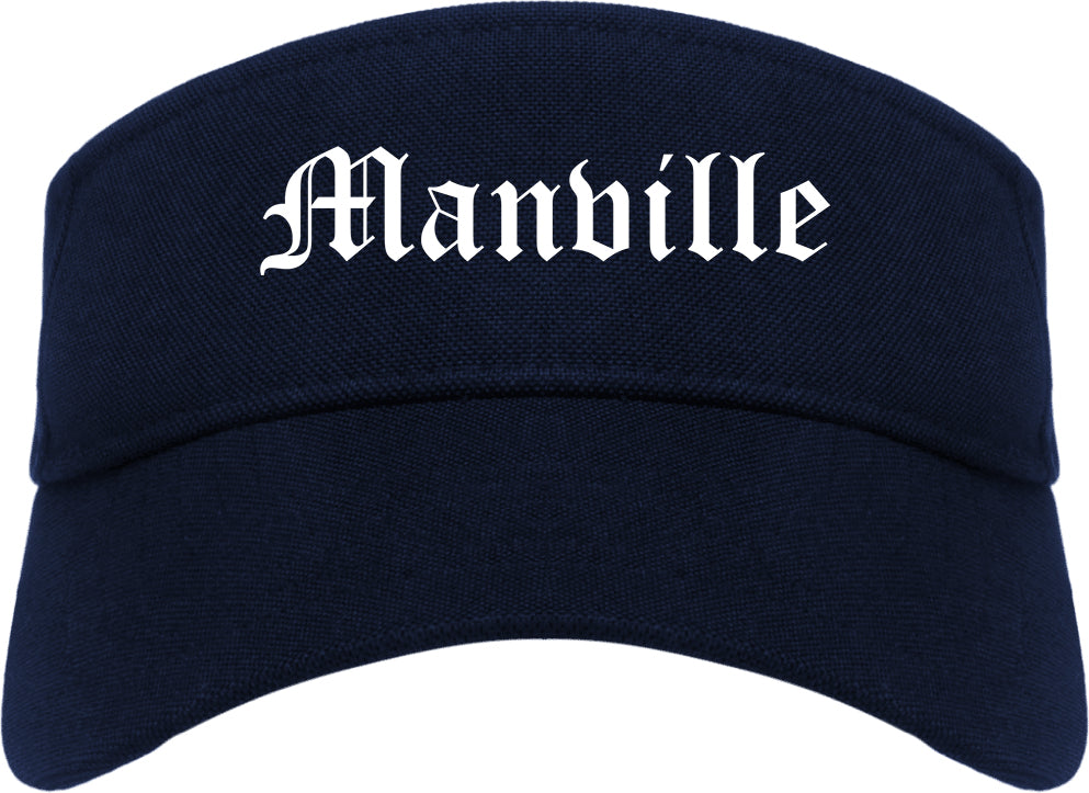 Manville New Jersey NJ Old English Mens Visor Cap Hat Navy Blue