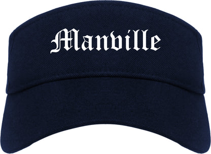Manville New Jersey NJ Old English Mens Visor Cap Hat Navy Blue