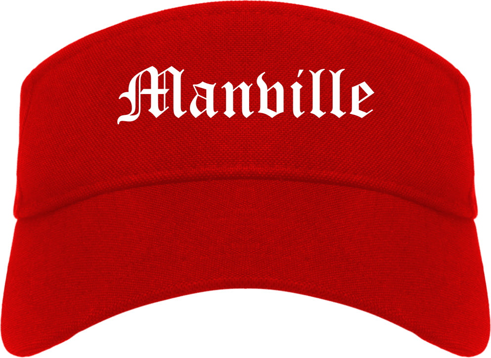 Manville New Jersey NJ Old English Mens Visor Cap Hat Red