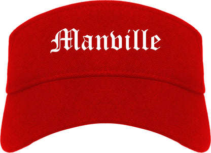 Manville New Jersey NJ Old English Mens Visor Cap Hat Red