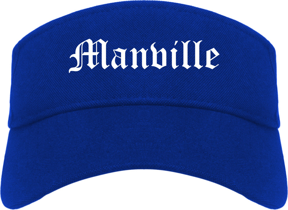 Manville New Jersey NJ Old English Mens Visor Cap Hat Royal Blue