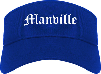 Manville New Jersey NJ Old English Mens Visor Cap Hat Royal Blue