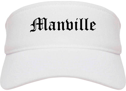 Manville New Jersey NJ Old English Mens Visor Cap Hat White