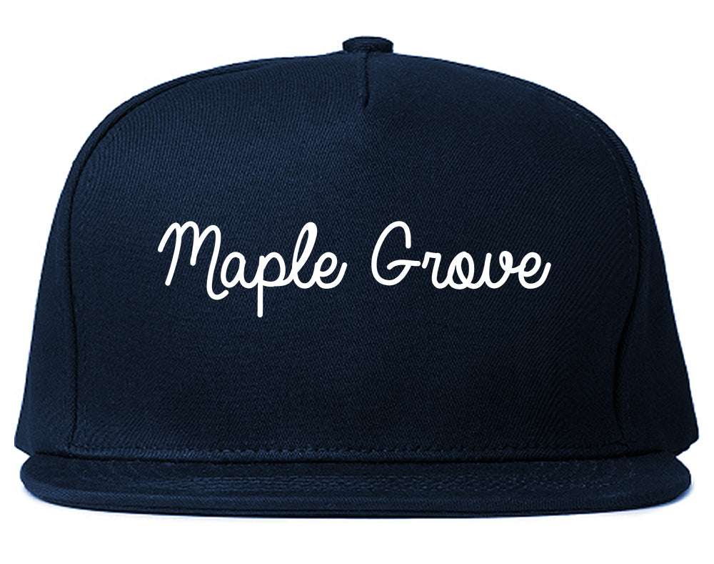 Maple Grove Minnesota MN Script Mens Snapback Hat Navy Blue