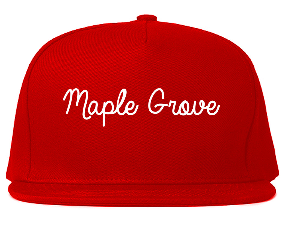 Maple Grove Minnesota MN Script Mens Snapback Hat Red