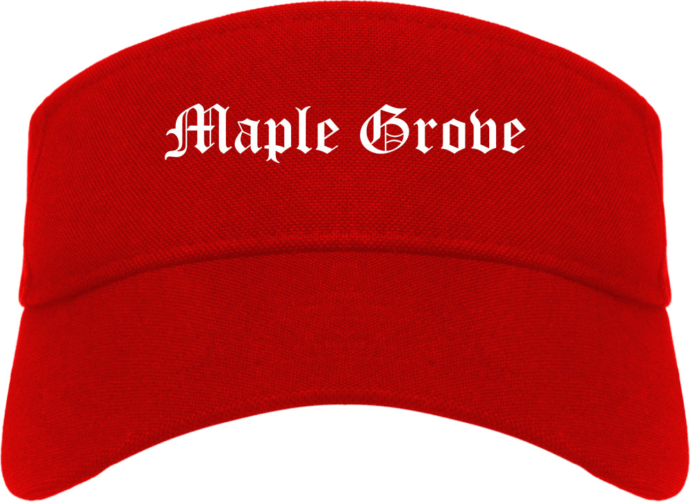 Maple Grove Minnesota MN Old English Mens Visor Cap Hat Red