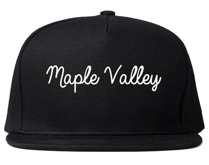 Maple Valley Washington WA Script Mens Snapback Hat Black