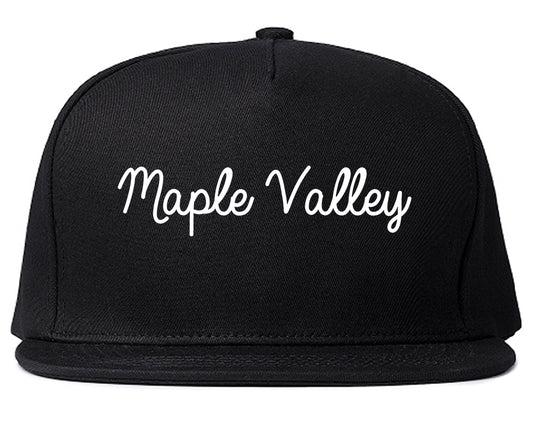 Maple Valley Washington WA Script Mens Snapback Hat Black
