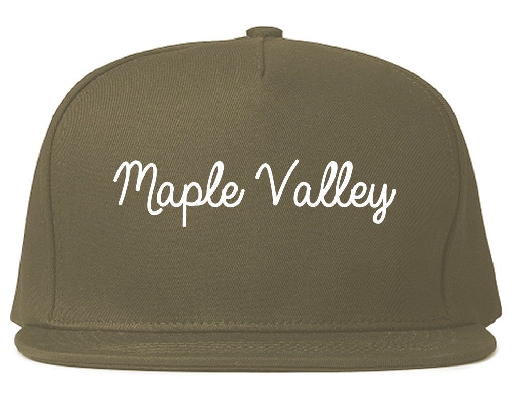 Maple Valley Washington WA Script Mens Snapback Hat Grey